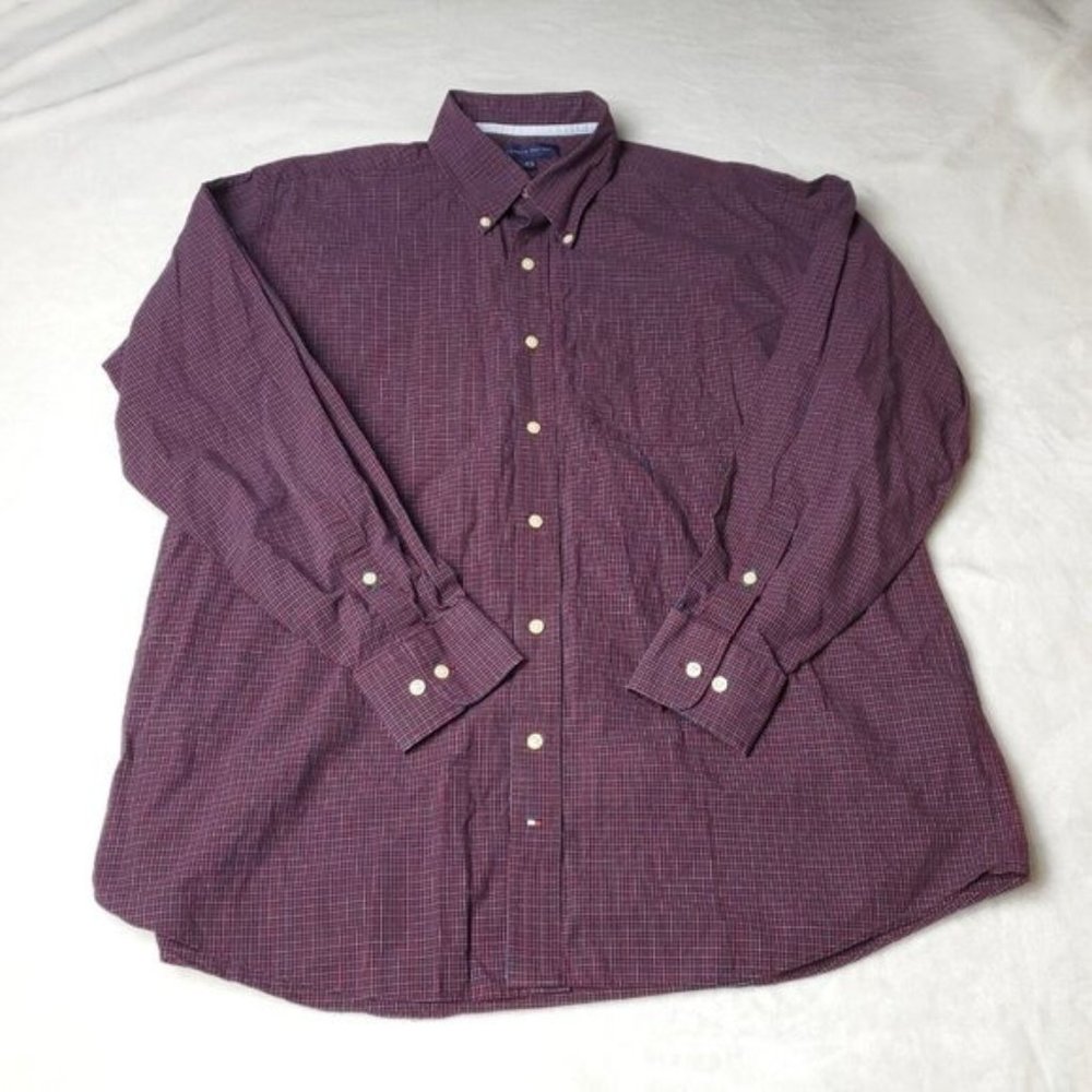 Tommy Hilfiger Button Shirt Mens Size L Large 16.5 34/35 Long Sleeve Multicolor